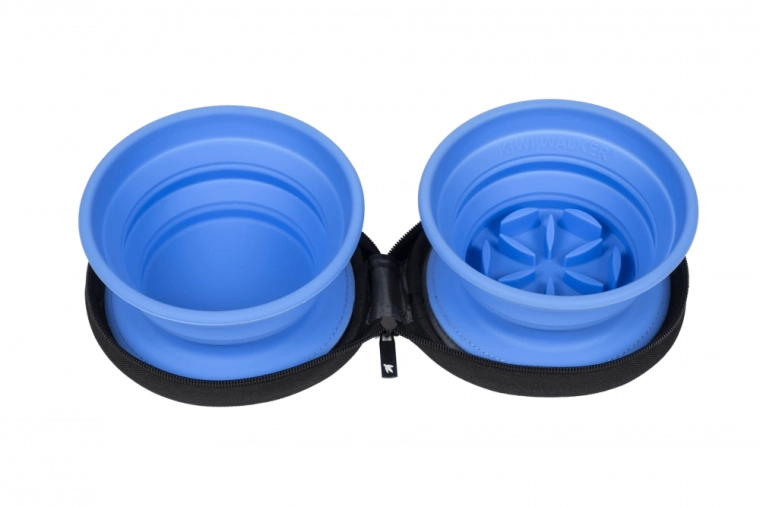 Cestovní dvojitá miska se zpomalovačem KIWI WALKER, modrá