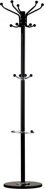 Stojanový věšák na oblečení s 14 háčky, černý kov, ModernHome
