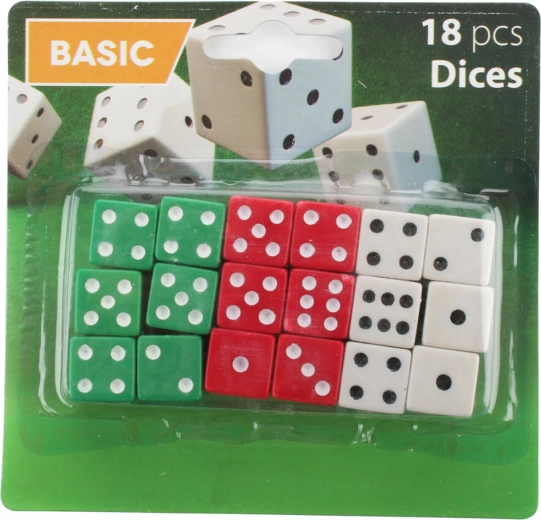Hrací kostky mix barev 18 ks