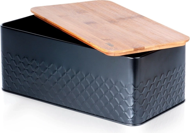 Chlebník z kovu s bambusovým víkem 33,5 × 18,5 × 12,5 cm