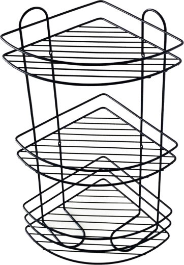 Toro rohová třípatrová koupelnová polička 58 × 31 cm černá