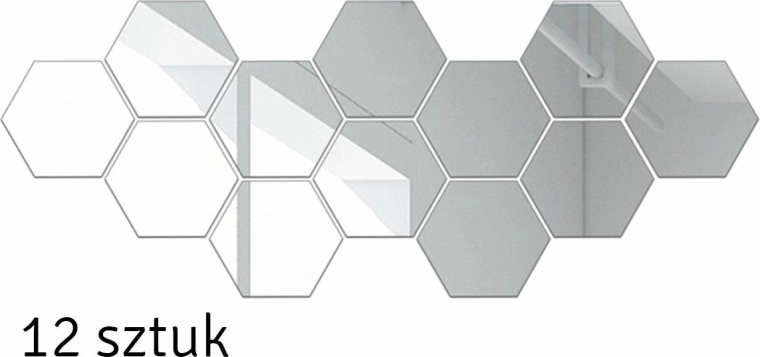 Samolepicí akrylová zrcadla šestiúhelníky, sada 12 ks