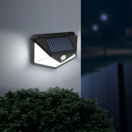 Solární nástěnný reflektor s pohybovým senzorem, 136 LED