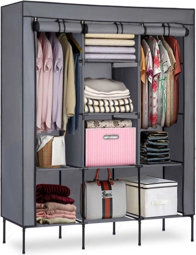 Textilní šatní skříň Massido grafitová 130 × 45 × 175 cm