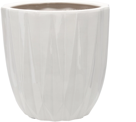 Keramický obal na květináč 40 × 40 × 39,5 cm bílý lesk