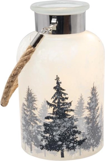 Vánoční dekorační sklenice s 10 LED, 18 cm, motiv stromků