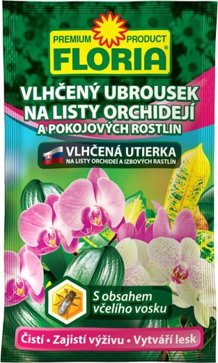 Vlhčený ubrousek na listy orchidejí a pokojových rostlin FLORIA 6 g