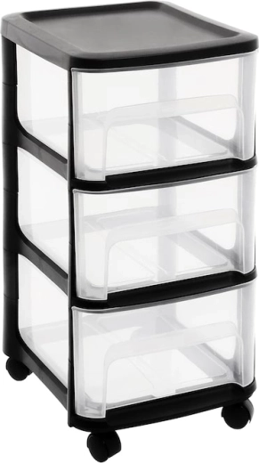 Modulární pojízdná skříňka se 3 zásuvkami CITY TOWER černá