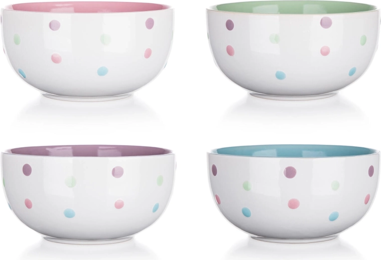 Keramická miska s puntíky 520 ml mix barev