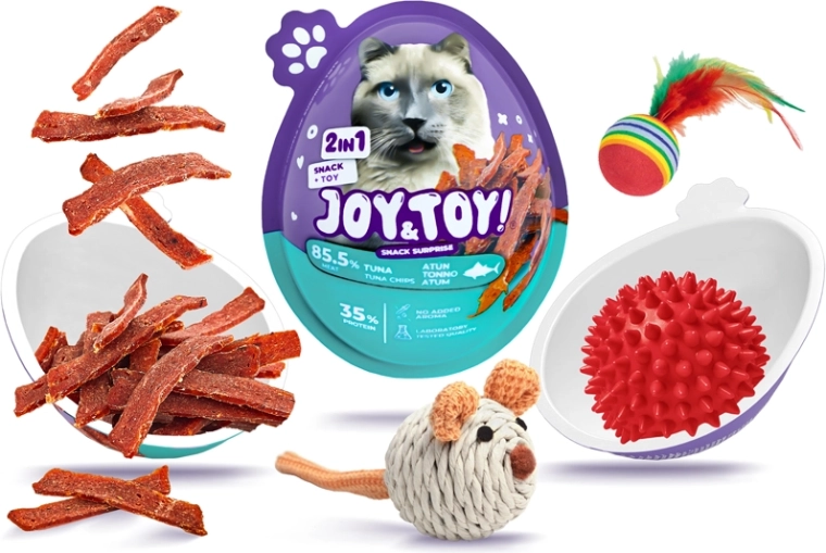 JOY&TOY! vajíčko pro kočky s překvapením – tuňákové chipsy