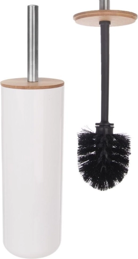 Bambusová WC štětka se stojanem WHITNEY, bílá, 37 cm