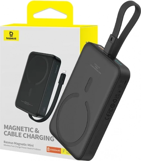 Magnetická powerbanka Baseus 10000 mAh s MagSafe a rychlým nabíjením 20 W (černá)