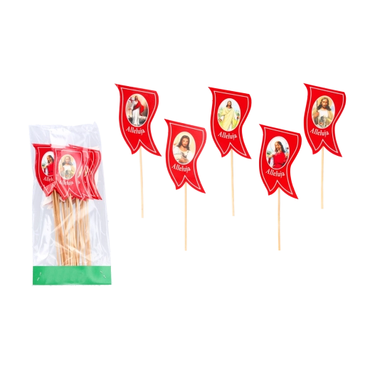 Velikonoční papírové vlaječky na dekoraci košíků a pokrmů, sada 20 ks