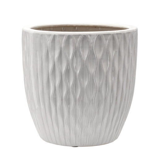 Keramický obal na květináč 39 × 39 × 39 cm bílý lesk