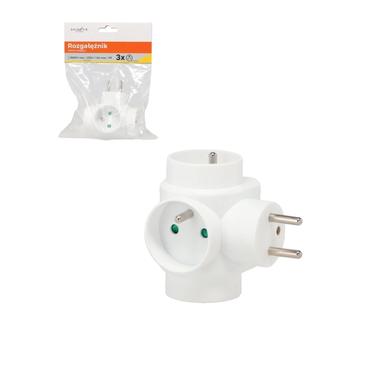 Rozbočovač ve tvaru kostky, 3 zásuvky, bílý