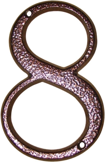 Domovní číslo 8 hnědé ze zinku, výška 117 mm