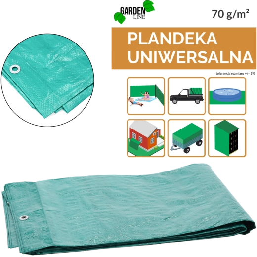 Zelená plachta 2 × 3 m, 70 g/m², UV 3 %, laminovaná s oky