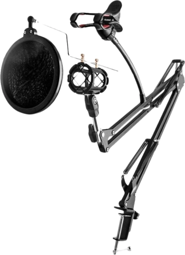 Stojan na mikrofon REMAX RM-CK100 s držákem na tablet, černý