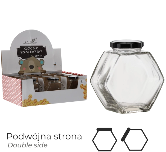 Šestihranná sklenice se šroubovacím víčkem 380 ml