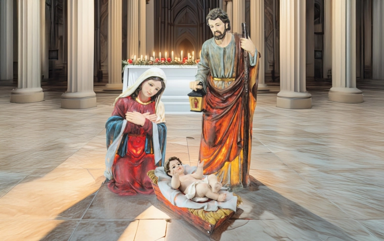 Sada 3 podsvícených figur – Svatá rodina 120 cm, pryskyřice
