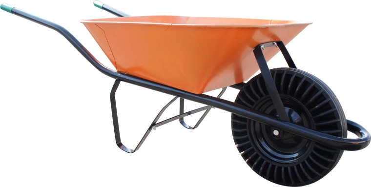 stavební kolečko 60 l s plnou pryží, oranžové