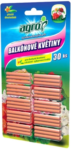 Tyčinkové hnojivo pro balkonové květiny AGRO, 30 ks
