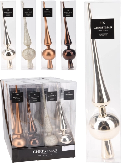 Vánoční špička na stromek 29 cm – zlatá a měděná, mix povrchů