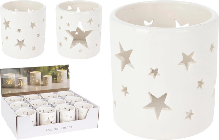 Porcelánový svícen na čajovou svíčku, bílý, 7,5 × 8 cm