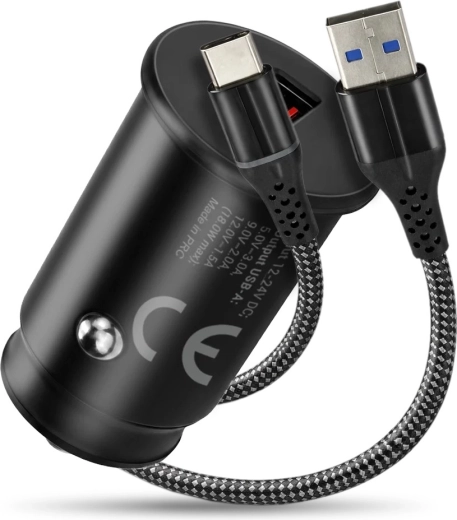Autonabíječka QC 3.0 18 W s kabelem USB‑C 1 m everActive