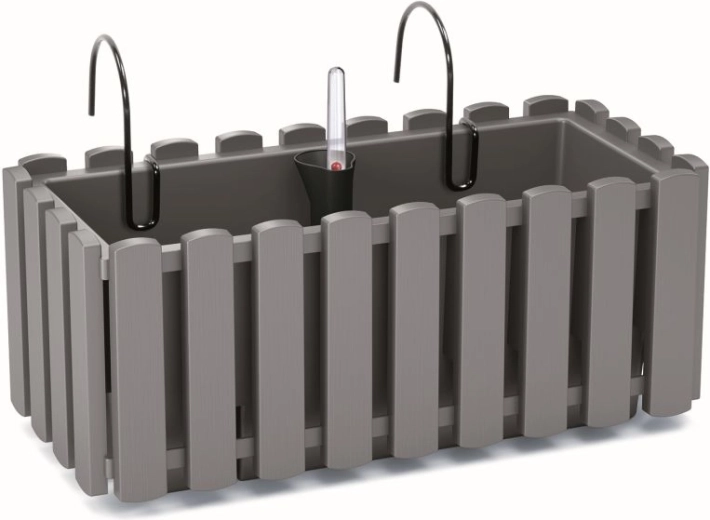 Závěsný samozavlažovací truhlík na zábradlí 38 cm, šedý kámen