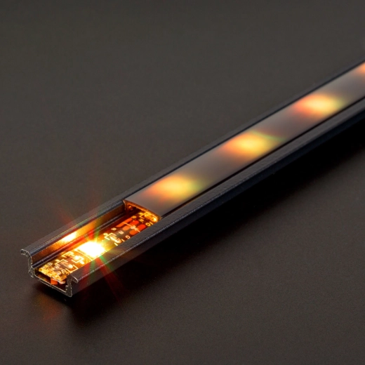 Zápustný hliníkový U profil pro LED pásek černý, 1000 mm