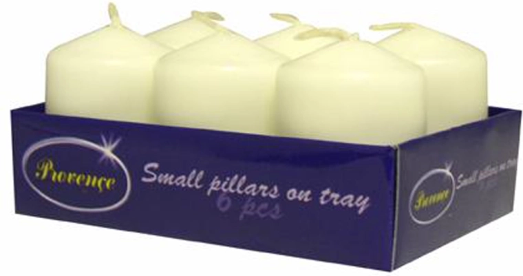 Sada bílých válcových svíček 6 ks 3,8 × 5,5 cm