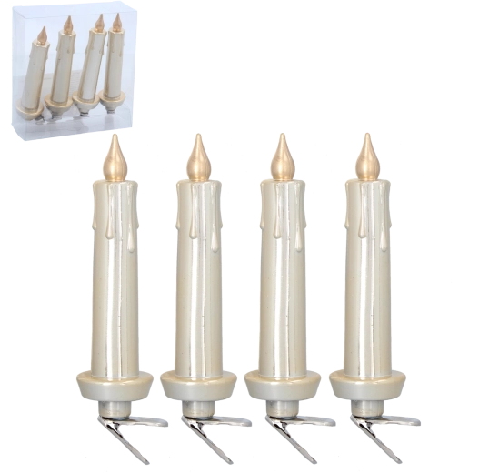 Sada klipsových vánočních svíček 11 cm – odolné plastové ozdoby na stromek