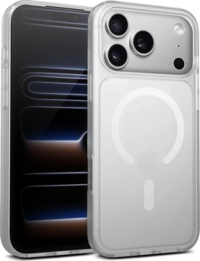 hybridní matné magnetické pouzdro magsafe pro iphone 17 pro max – bílé