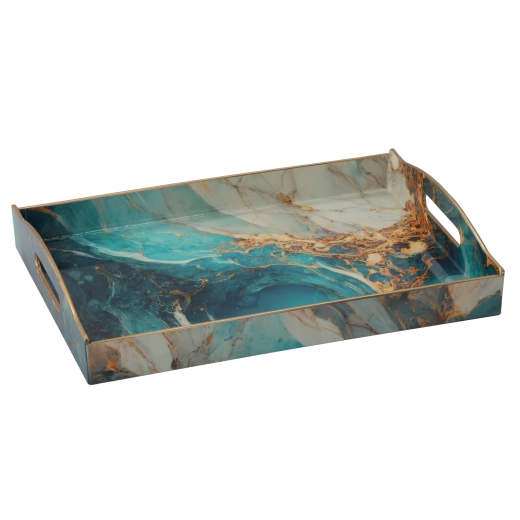Dekorativní obdélníkový tác s resin efektem 37,5 × 27,5 × 6 cm - 1 kus