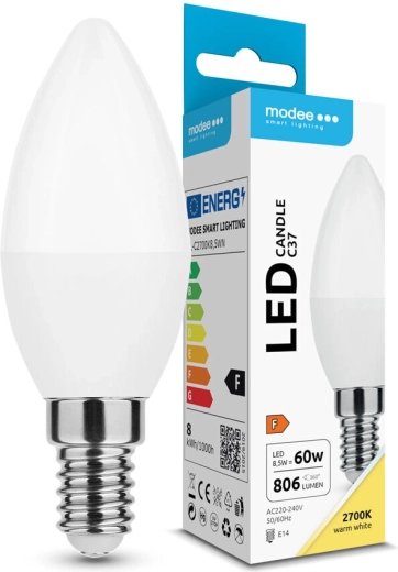 LED žárovka svíčková C37 8,5 W E14 806 lm teplá bílá Modee