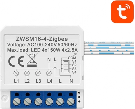 Chytrý spínací modul ZigBee Avatto TUYA – Čtyřkanál