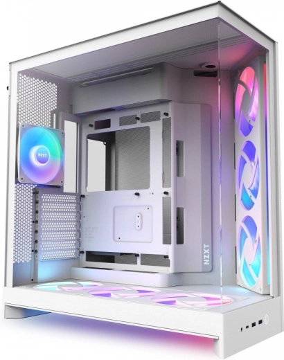 NZXT h9 flow rgb+ bílá atx mid-tower skříň s oknem
