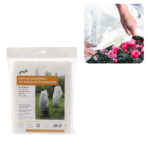 Ochranný zimní kryt na rostliny 2 × 2,4 m se stahovačem, 30 g, bílý