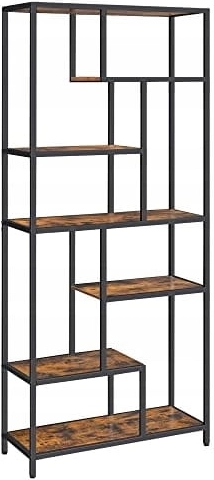 Moderní knihovna s 6 policemi v rustikálním loft stylu