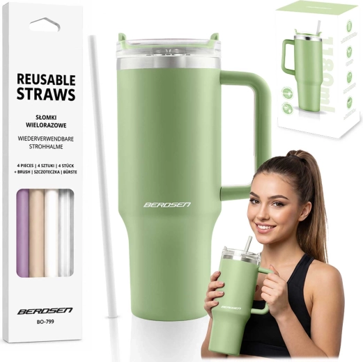 Berdsen vakuový termokelímek s brčkem 1180 ml zelený - 1 kus