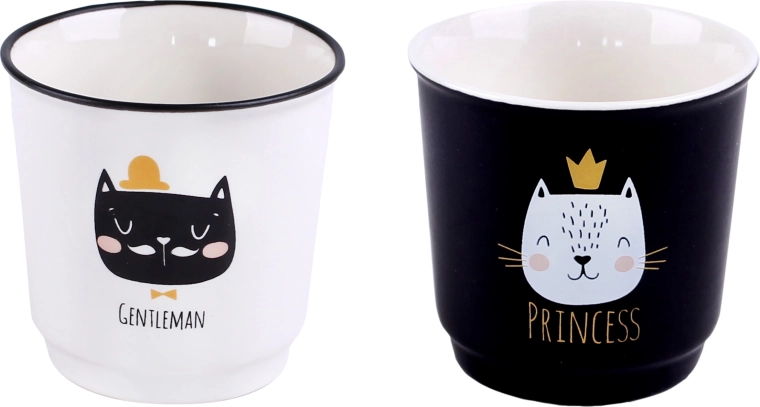 Sada keramických hrnků s kočičkou 100 ml, 6 ks