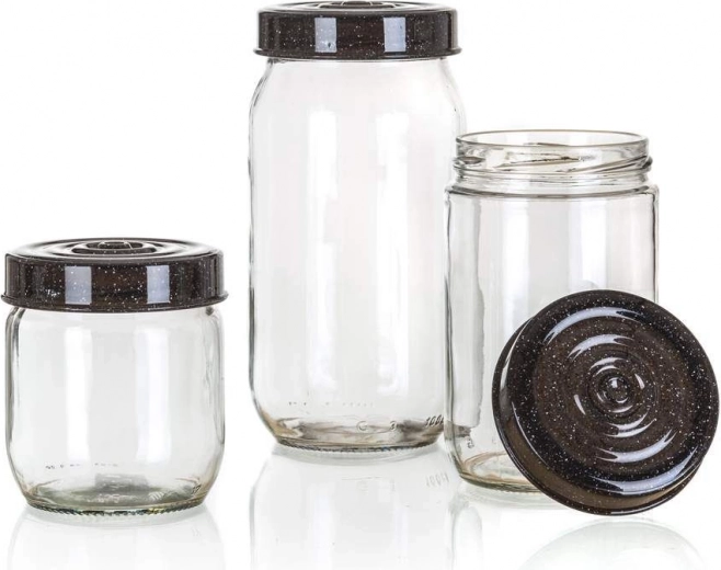 Skleněné dózy LINZI 3 ks, žulové víčko