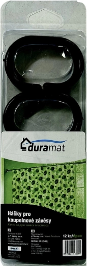 Háčky na koupelnový závěs, černé, 12 ks