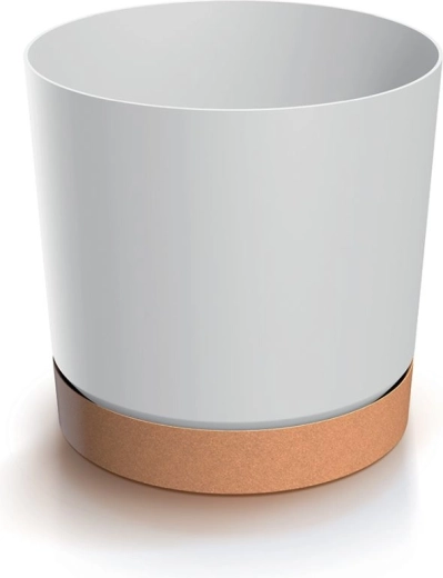Květináč Tubo PM s miskou 10,8 cm – bílá/naturo eco