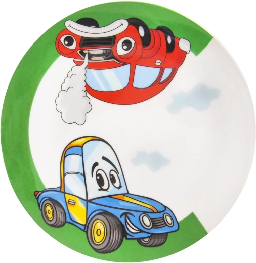 Dětský mělký porcelánový talíř s motivem auta 21 cm