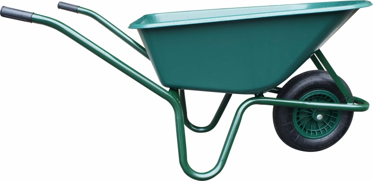 Zahradní kolečko LIVEX 100 l se zelenou plastovou korbou a nafukovacím kolem