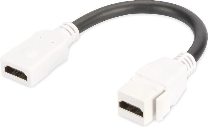 keystone hdmi 2.0 modul s kabelem 12 cm, průchozí zásuvka, bílý
