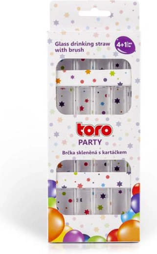 Skleněná brčka s kartáčkem Toro 4+1