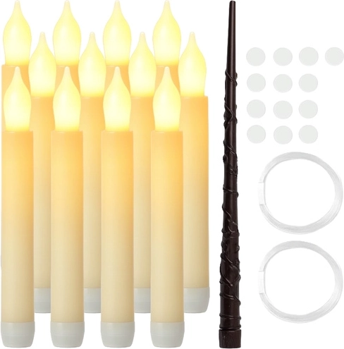 Závěsné LED svíčky RUHHY s kouzelnou hůlkou, sada 12 ks